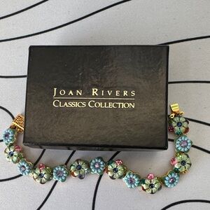 Joan Rivers Classic Flower Enamel Rhinestones Floral Bracelet Signed - New